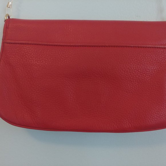 11x6 Tory Burch Orange Leather Amanda Logo Crossbody Bag REPLACED CHAIN STRAP - Picture 10 of 13